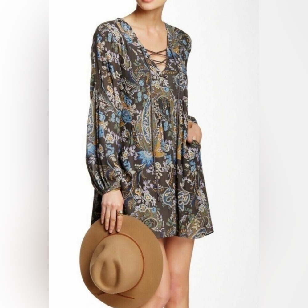 Nwot Free people paisley long‎ sleeve dress bohemian whimsical